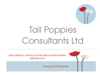 Tall Poppies Consultants Ltd  Specialising in Training, Human Resources &amp; Business  Development