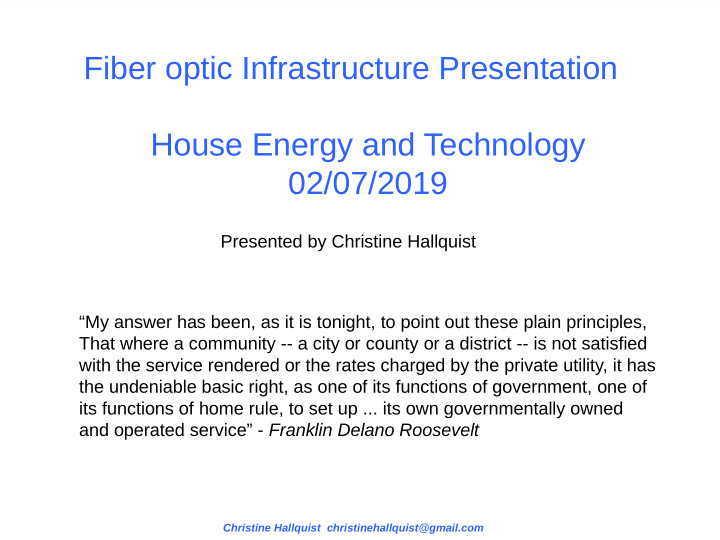 fiber optic infrastructure presentation house energy and