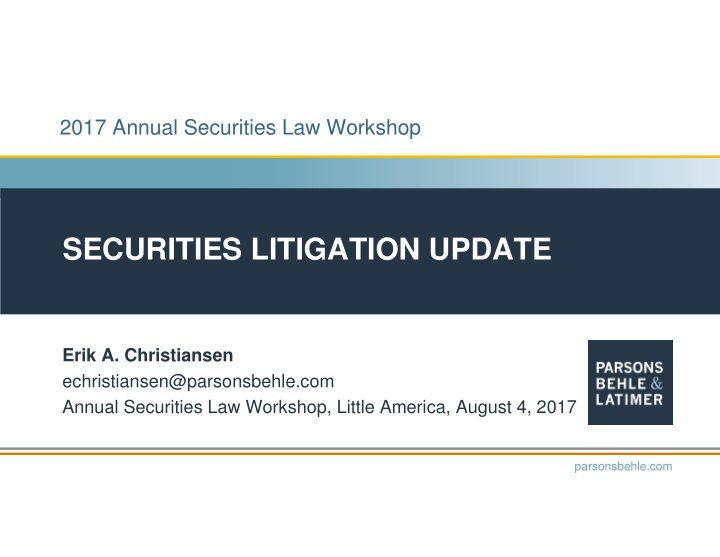 securities litigation update