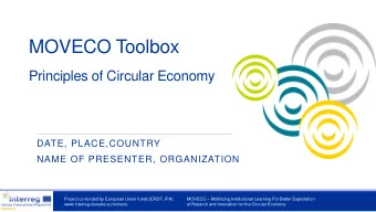 MOVECO Toolbox  Principles of Circular Economy  DATE, PLACE,COUNTRY  NAME OF PRESENTER,