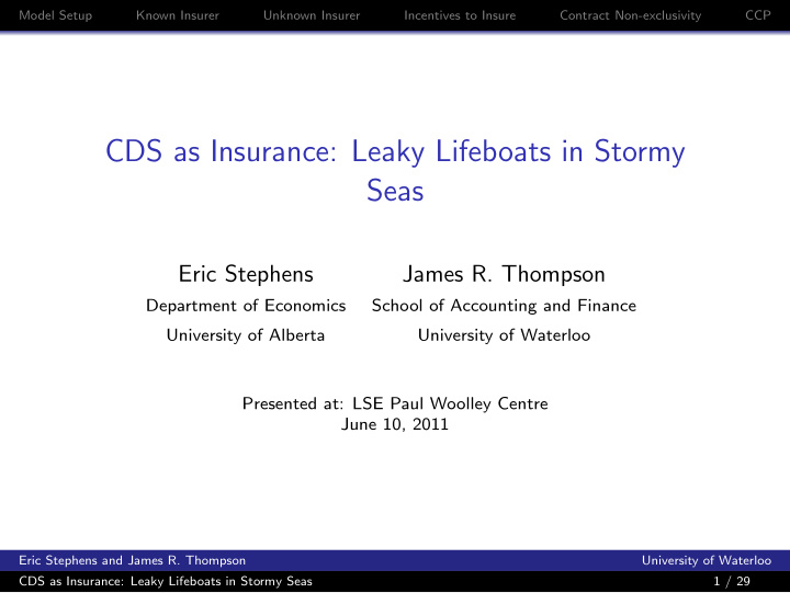 cds as insurance leaky lifeboats in stormy seas