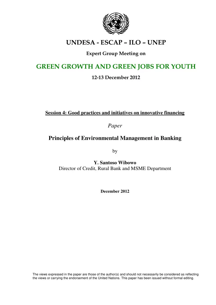 undesa escap ilo unep