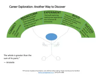 Career Exploration: Another Way to Discover  The whole is greater than the sum of its parts.