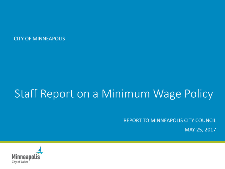 staff report on a minimum wage policy