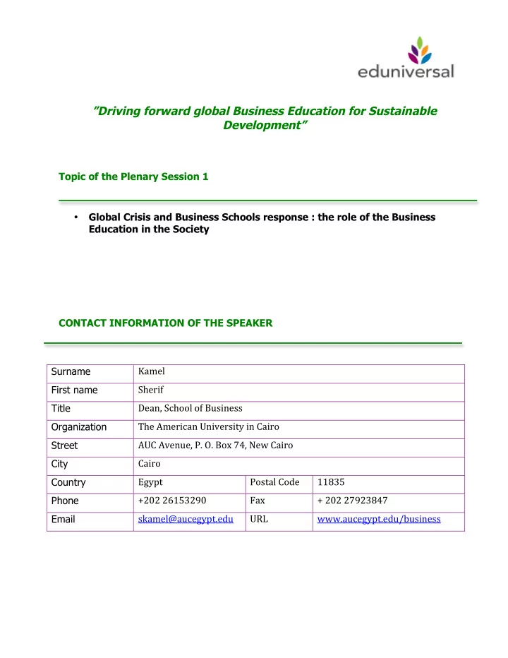 driving forward global business education for sustainable