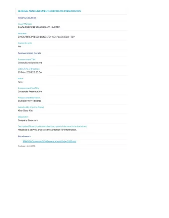 GENERAL ANNOUNCEMENT::CORPORATE PRESENTATION  Issuer &amp; Securities  Issuer/ Manager  SINGAPORE