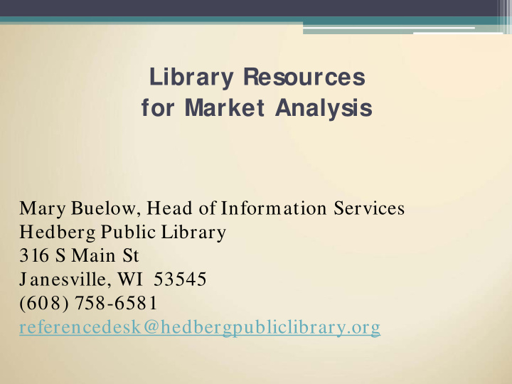 library resources for market analysis