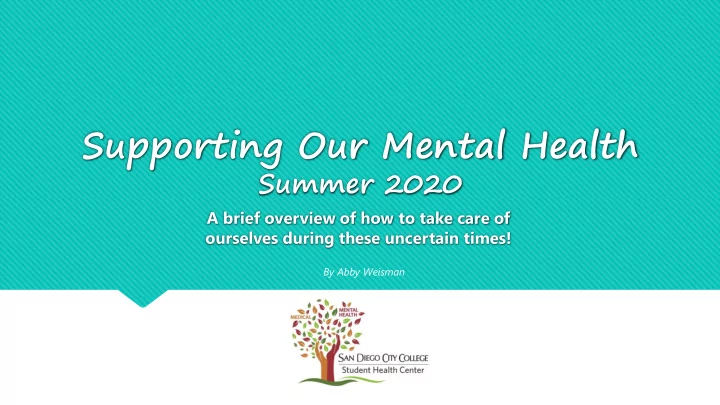 supporting our mental health