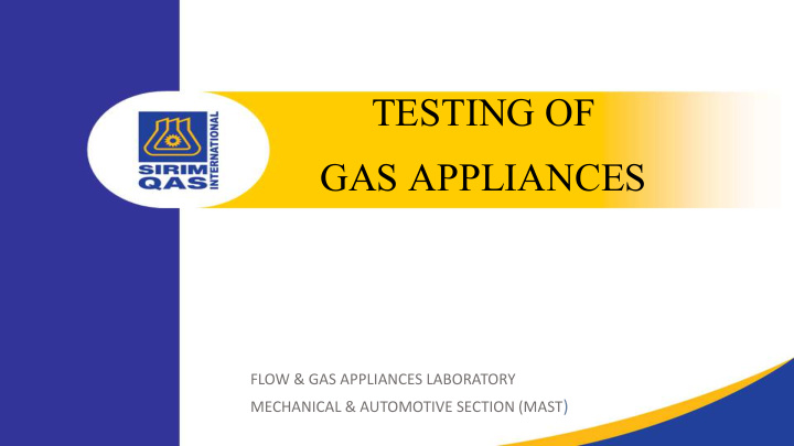 testing of gas appliances
