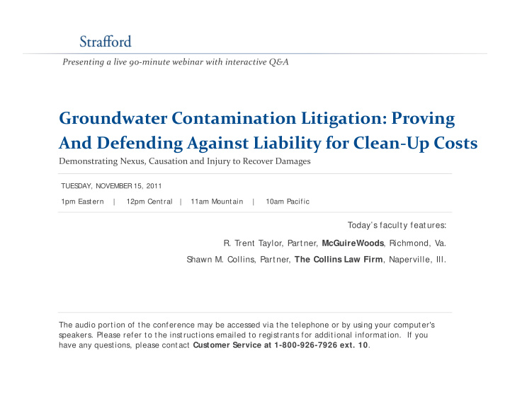 groundwater contamination litigation proving groundwater