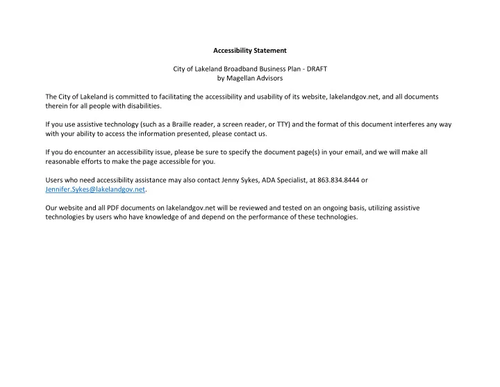 accessibility statement city of lakeland broadband