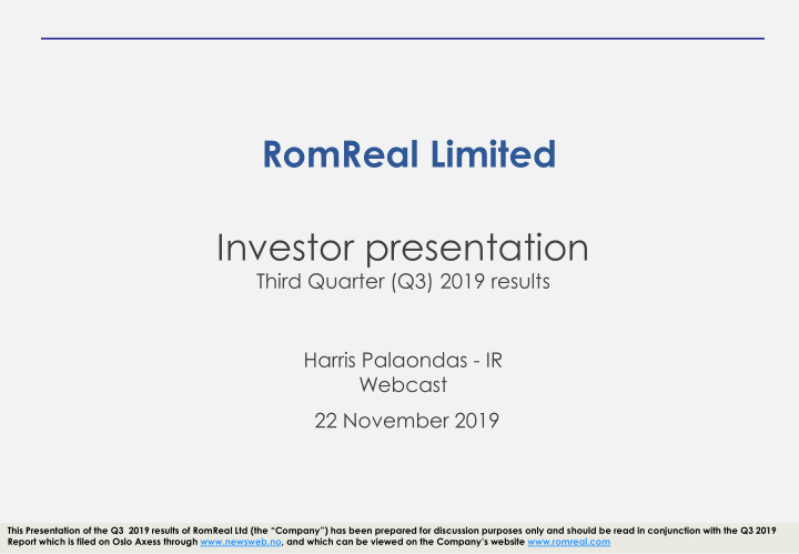 romreal limited investor presentation