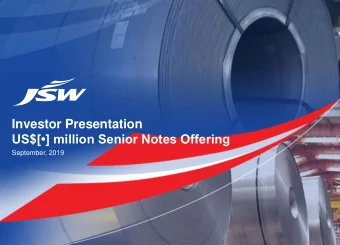 US$[] million Senior Notes Offering  September, 2019  Confidential  Disclaimer  THIS
