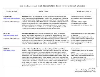 Six [totally awesome] Web Presentation Tools for Teachers at a Glance This tool is called With