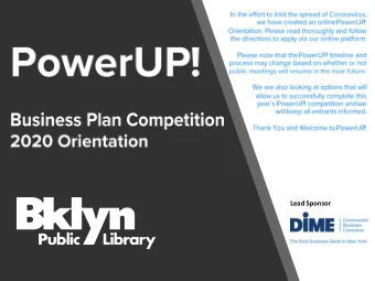 Lead Sponsor          Subject:  Welcome to Business Plan Competition  From: