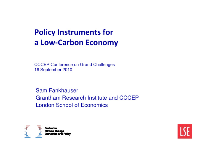 policy instruments for a low carbon economy