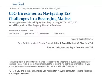 CLO Investments: Navigating Tax  Challenges in a Resurging Market  Balancing Between Debt and