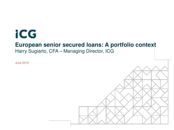 european senior secured loans a portfolio context