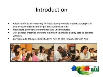 Introduction    Absence of disability training for healthcare providers prevents appropriate