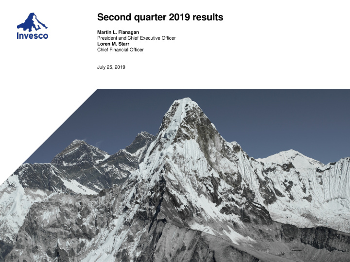 second quarter 2019 results