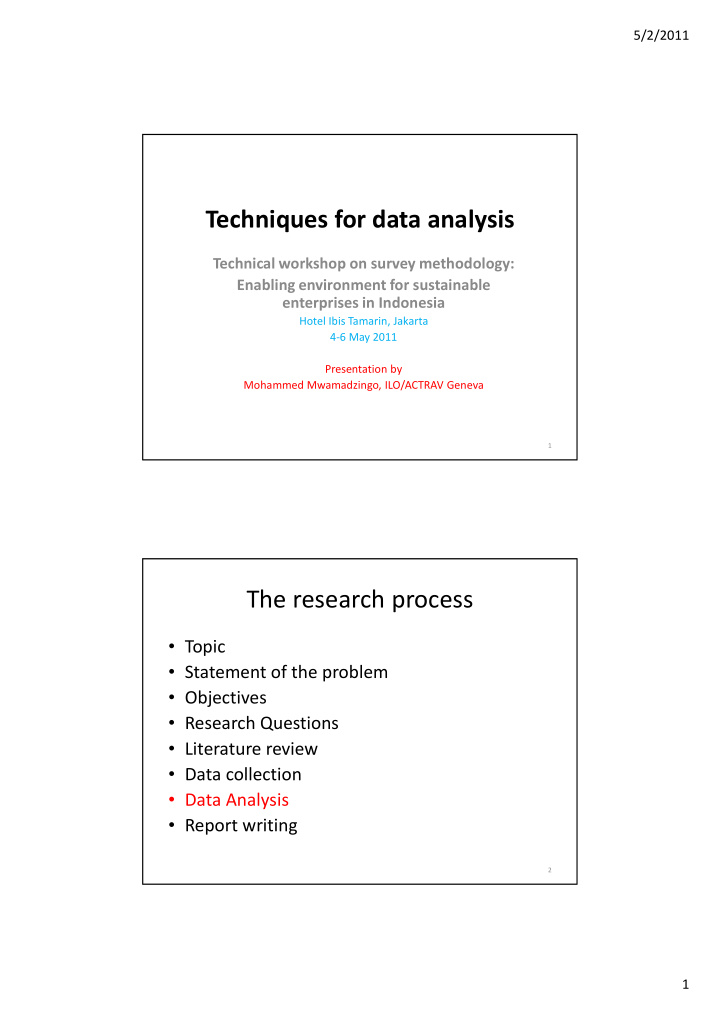 techniques for data analysis