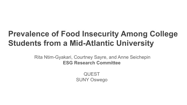 prevalence of food insecurity among college