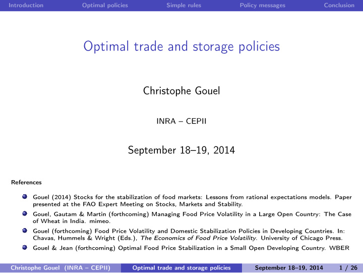 optimal trade and storage policies