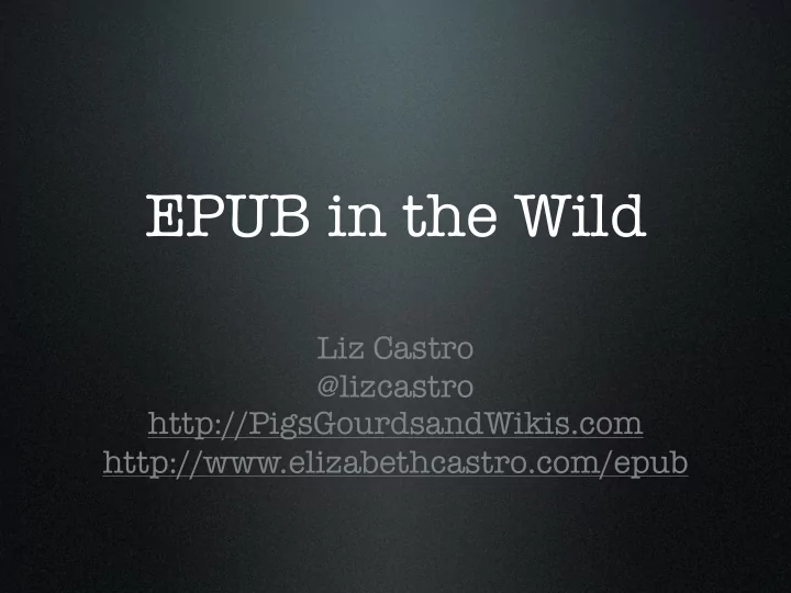 epub in the wild