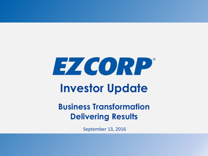 investor update