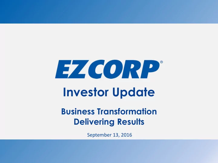 investor update