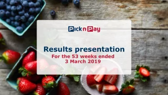 Results presentation  For the 53 weeks ended  3 March 2019  Chairmans introduction Gareth