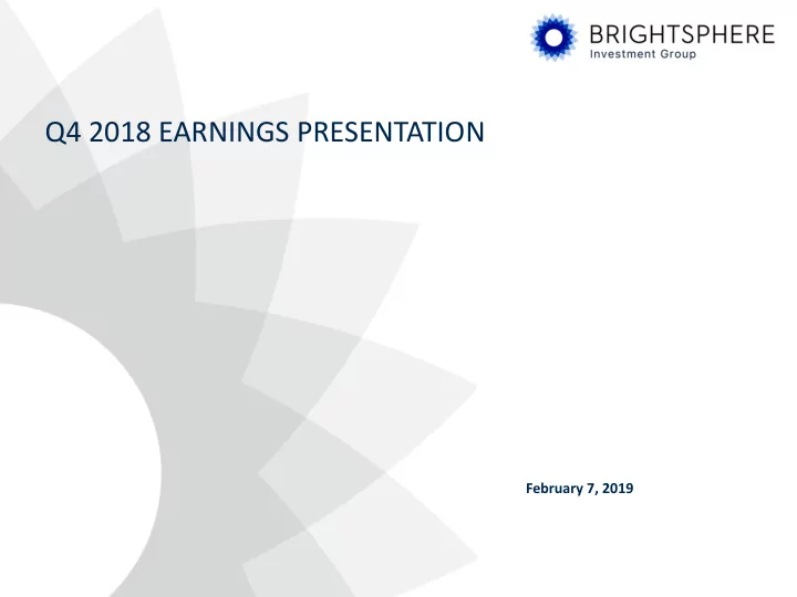 q4 2018 earnings presentation