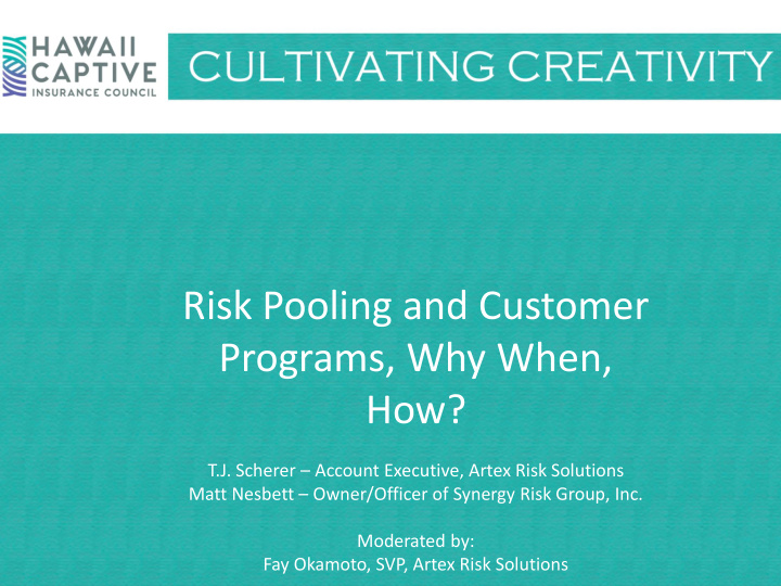 risk pooling and customer programs why when