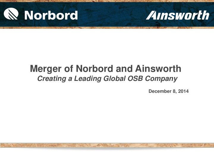merger of norbord and ainsworth