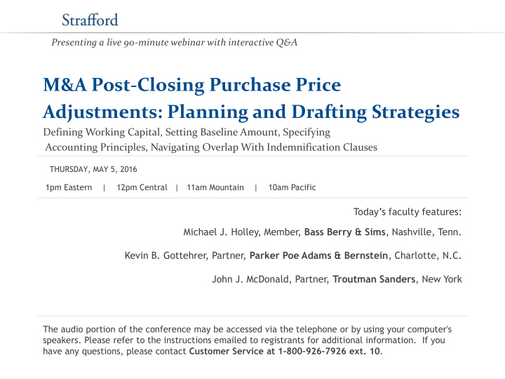 m a post closing purchase price adjustments planning and