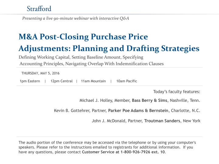 m a post closing purchase price adjustments planning and