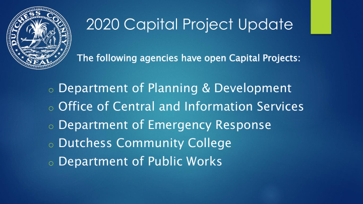 2020 capital project update