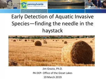 Early Detection of Aquatic Invasive Species  finding the needle in the  haystack  Jim Grazio,