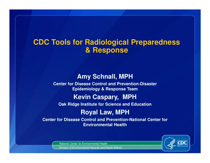 cdc tools for radiological preparedness response