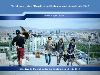 MUST  Project Team  Me e ting in Ulaanbaatar  on Se pte mbe r  10- 14, 2018  Review on Existing