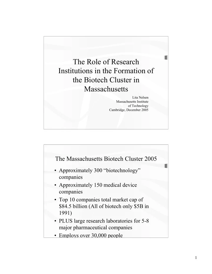 the role of research institutions in the formation of the