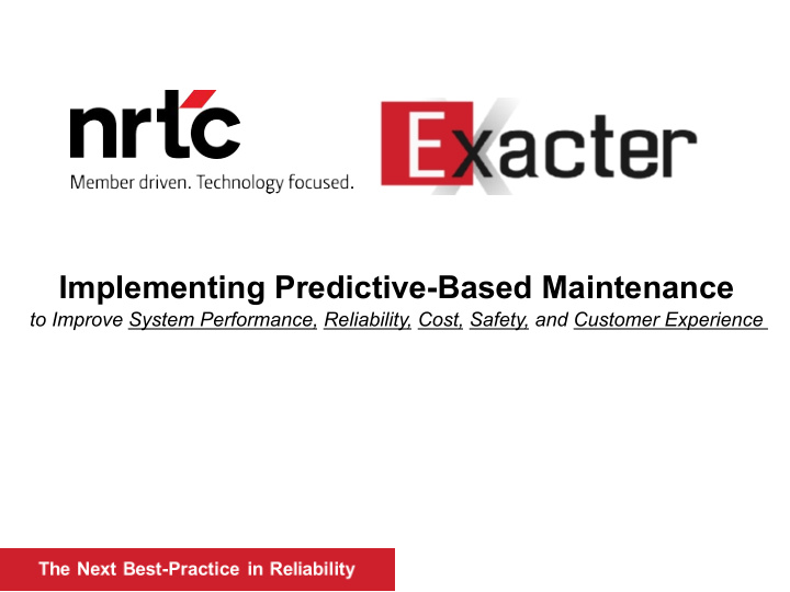 implementing predictive based maintenance