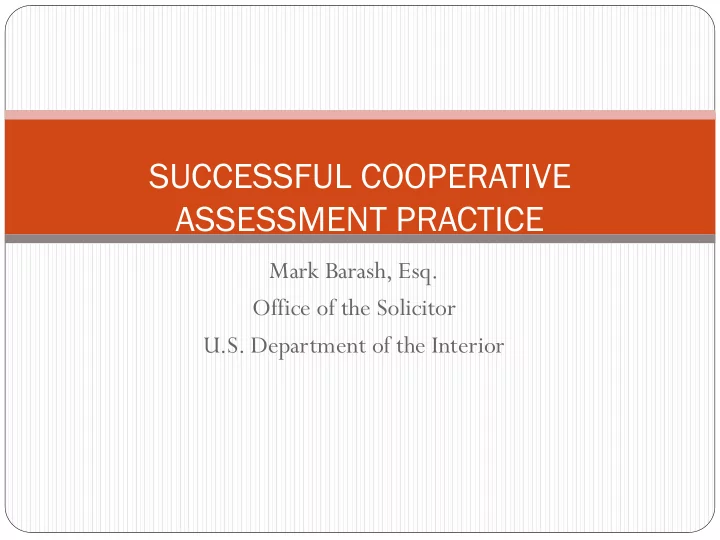 successful cooperative assessment practice