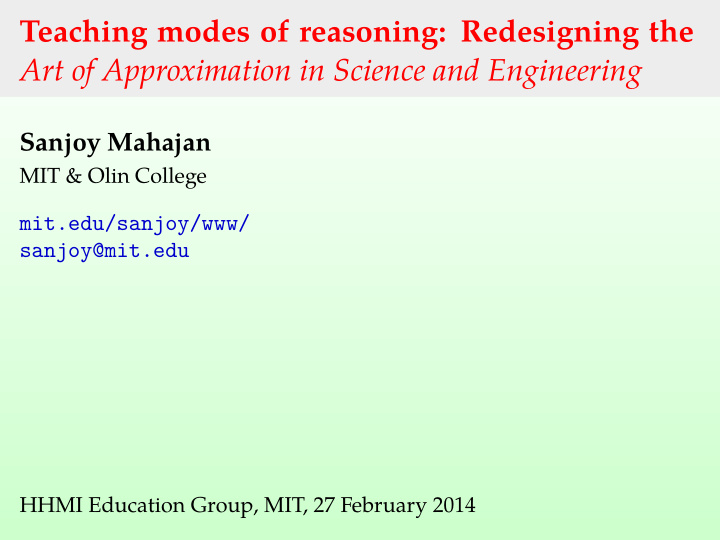 teaching modes of reasoning redesigning the art of
