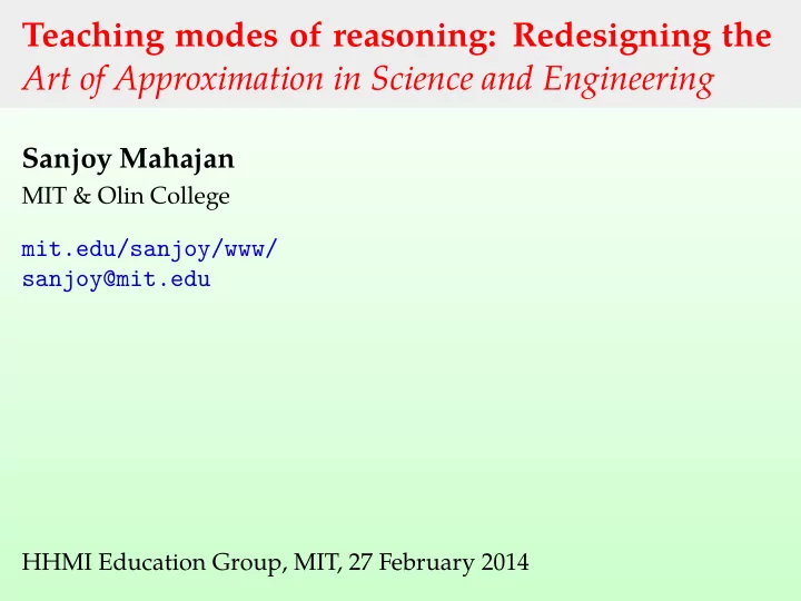 teaching modes of reasoning redesigning the art of