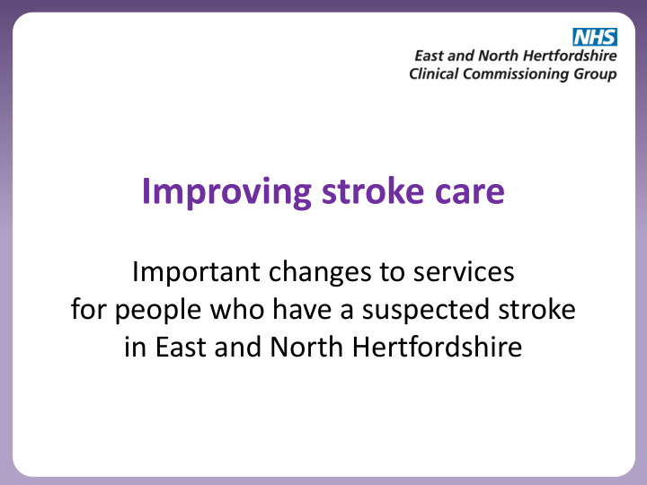 improving stroke care