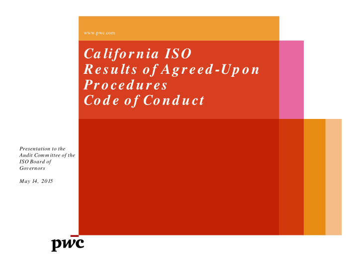 ca lifornia iso results of agreed up on proced ures cod e