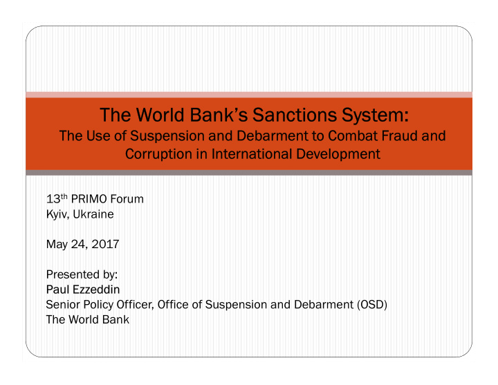 the world bank s sanctions system