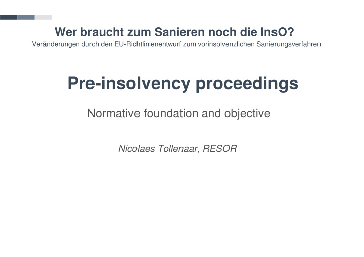 pre insolvency proceedings