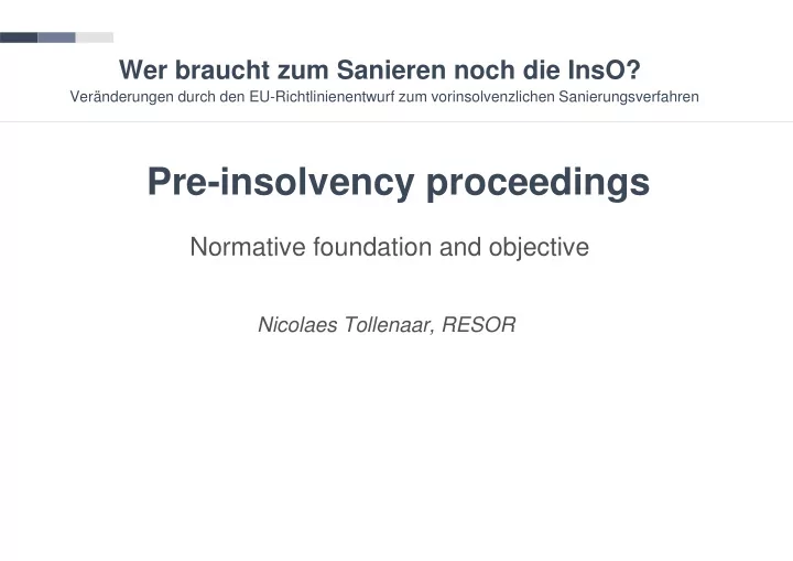 pre insolvency proceedings